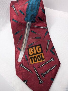 Vintage Home Improvement Tim The Toolman Taylor Big Tool Red poly Tie 90s 58X4"